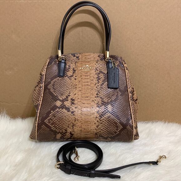COACH Brown Snakeskin Embossed Leather MINETTA Satchel w/Long Strap F35271 - Picture 16 of 16